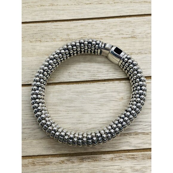 Lagos Caviar Bangle Bracelet Sterling Silver 925 18K 750 15MM - Picture 12 of 14